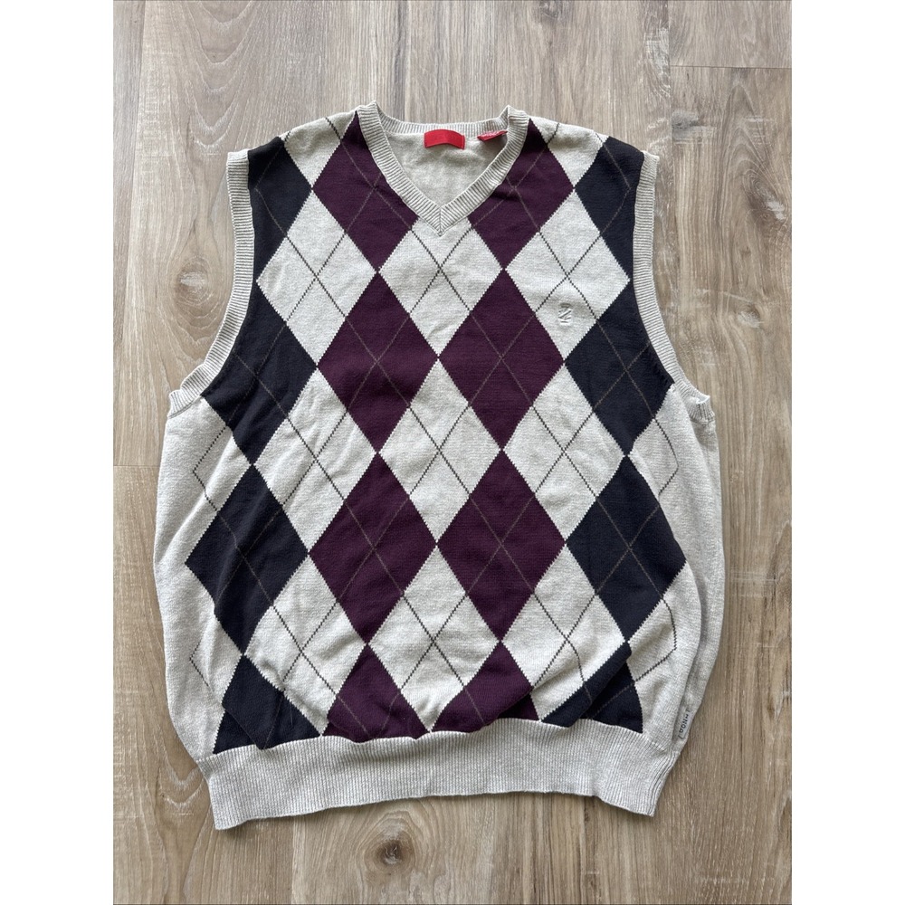 Men's Izod Argyle‎ sweater vest 100% cotton size medium  preppy